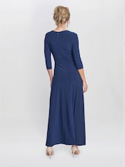 Gina Bacconi Blue Celine Jersey Wrap Maxi Dress - Image 2 of 5