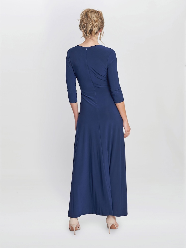 Gina Bacconi Blue Celine Jersey Wrap Maxi Dress - Image 2 of 5