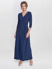 Gina Bacconi Blue Celine Jersey Wrap Maxi Dress - Image 3 of 5