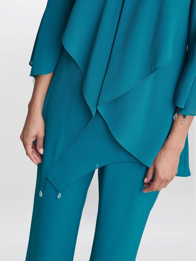 Gina Bacconi Green Wilma Chiffon Suit Top and Trousers Set - Image 5 of 5