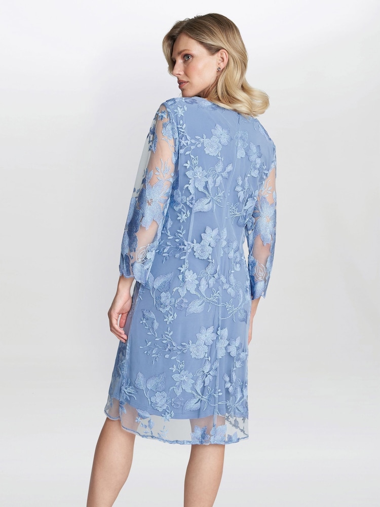 Gina Bacconi Blue Savoy Embroidered Lace Mock Jacket With Jersey Dress - Image 2 of 6
