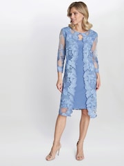 Gina Bacconi Blue Savoy Embroidered Lace Mock Jacket With Jersey Dress - Image 3 of 6