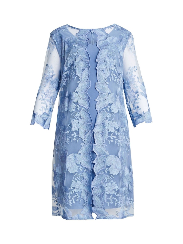 Gina Bacconi Blue Savoy Embroidered Lace Mock Jacket With Jersey Dress - Image 6 of 6