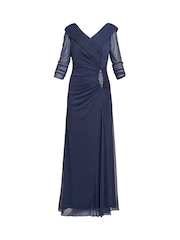 Gina Bacconi Georgina Maxi-Kleid mit Kragendetail und Perlenbesatz in Blau - Bild 5 von 5