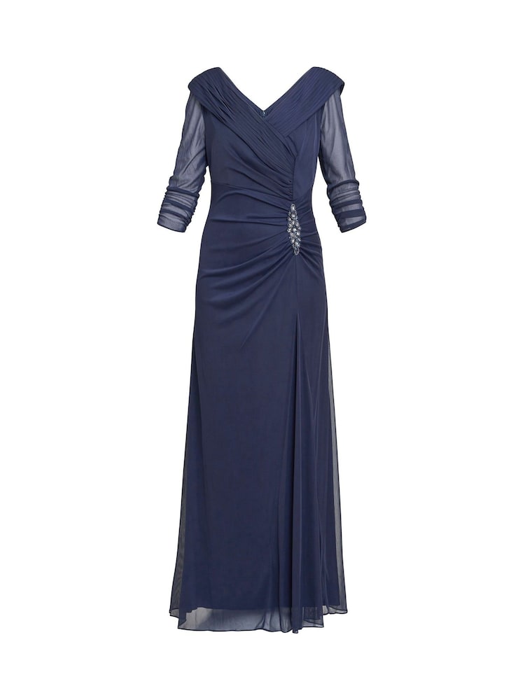 Gina Bacconi Georgina Maxi-Kleid mit Kragendetail und Perlenbesatz in Blau - Bild 5 von 5