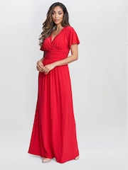 Gina Bacconi Red Elena Jersey Maxi Dress - Image 1 of 5