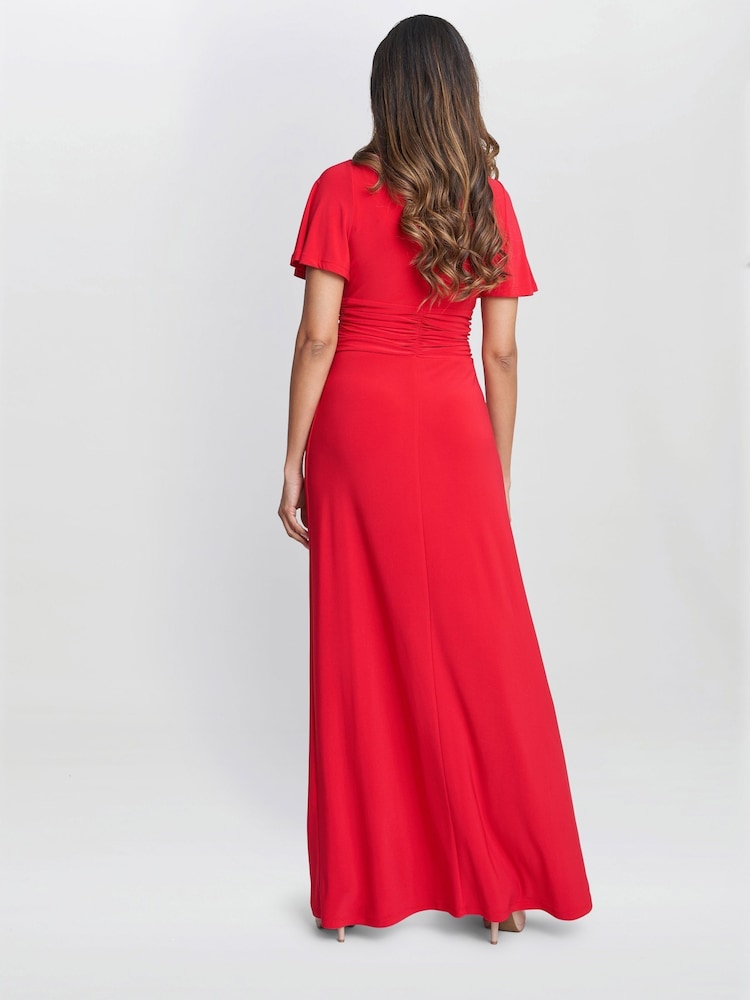 Gina Bacconi Red Elena Jersey Maxi Dress - Image 2 of 5