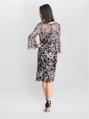 Gina Bacconi Maxine Embroidered Black Shift Dress - Image 2 of 5