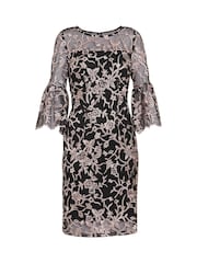 Gina Bacconi Maxine Embroidered Black Shift Dress - Image 5 of 5