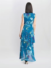 Gina Bacconi Blue Tamara Printed Sleeveless Maxi Dress With Belt - Image 2 of 7