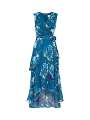 Gina Bacconi Blue Tamara Printed Sleeveless Maxi Dress With Belt - Image 7 of 7