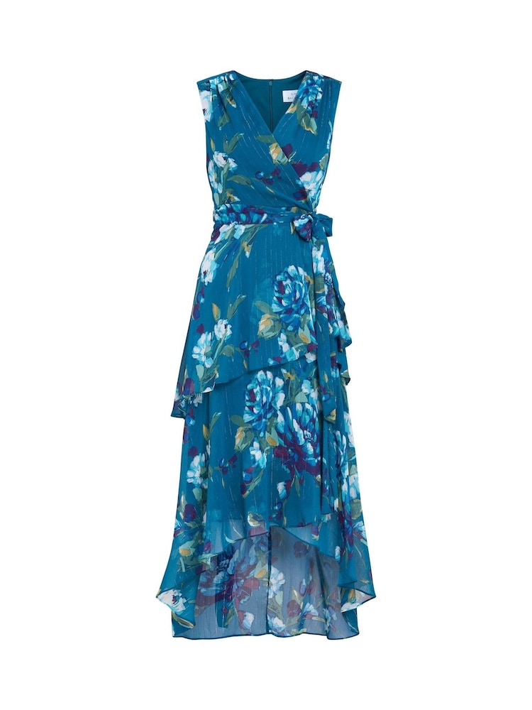 Gina Bacconi Blue Tamara Printed Sleeveless Maxi Dress With Belt - Image 7 of 7