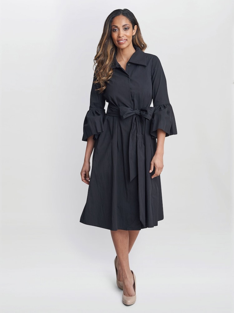 Gina Bacconi – Melinda – Hemdkleid aus Taft, Schwarz - Bild 1 von 7 Gina Bacconi – Melinda – Hemdkleid aus Taft, Schwarz - Bild 1 von 7