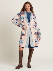 Brakeburn Cream Geo Belted Knitted Cardigan - Image 1 of 4