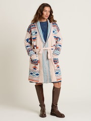Brakeburn Cream Geo Belted Knitted Cardigan - Image 2 of 4