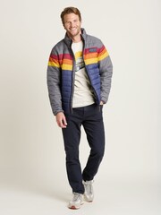 Brakeburn Blue Colour Block Puffer Jacket - Image 4 of 4