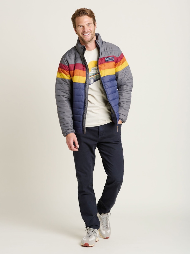 Brakeburn Blue Colour Block Puffer Jacket - Image 4 of 4