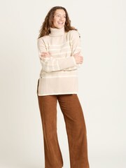 Brakeburn Cream Chunky Stripe Knitted Roll Neck Jumper - Image 1 of 4