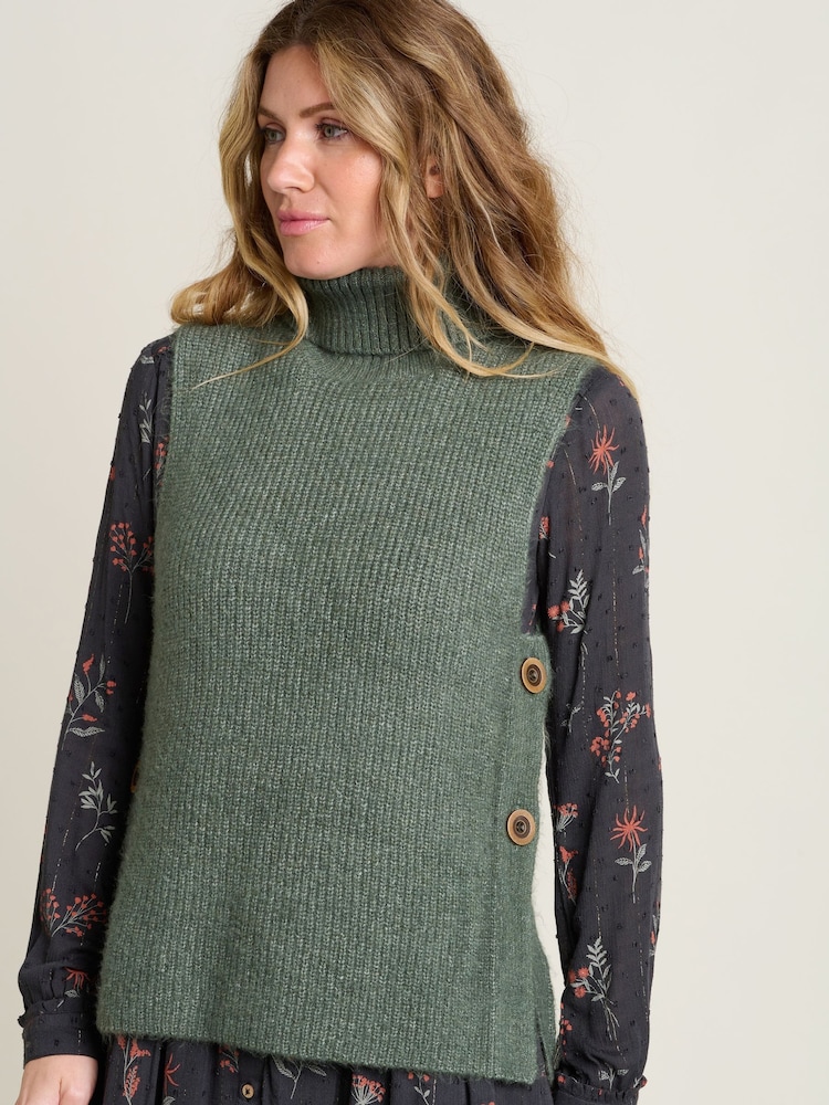 Brakeburn Green Button Side Knitted Vest - Image 5 of 5
