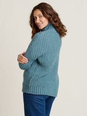 Brakeburn Blue Cable Knitted Roll Neck Jumper - Image 3 of 5