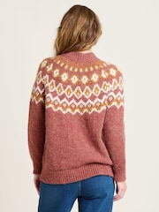 Brakeburn Red Chunky Knitted Fairisle Pattern Jumper - Image 3 of 6