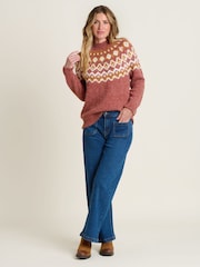 Brakeburn Red Chunky Knitted Fairisle Pattern Jumper - Image 6 of 6