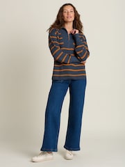 Brakeburn Blue Knitted Stripe Quarter Zip Jumper - Image 3 of 4