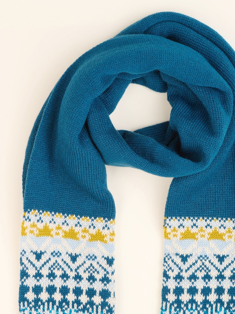 Brakeburn Red Fairisle Pattern Knitted Scarf - Image 4 of 4