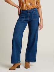 Brakeburn Blue 100% Cotton Wide Straight Leg Jeans - Image 1 of 4