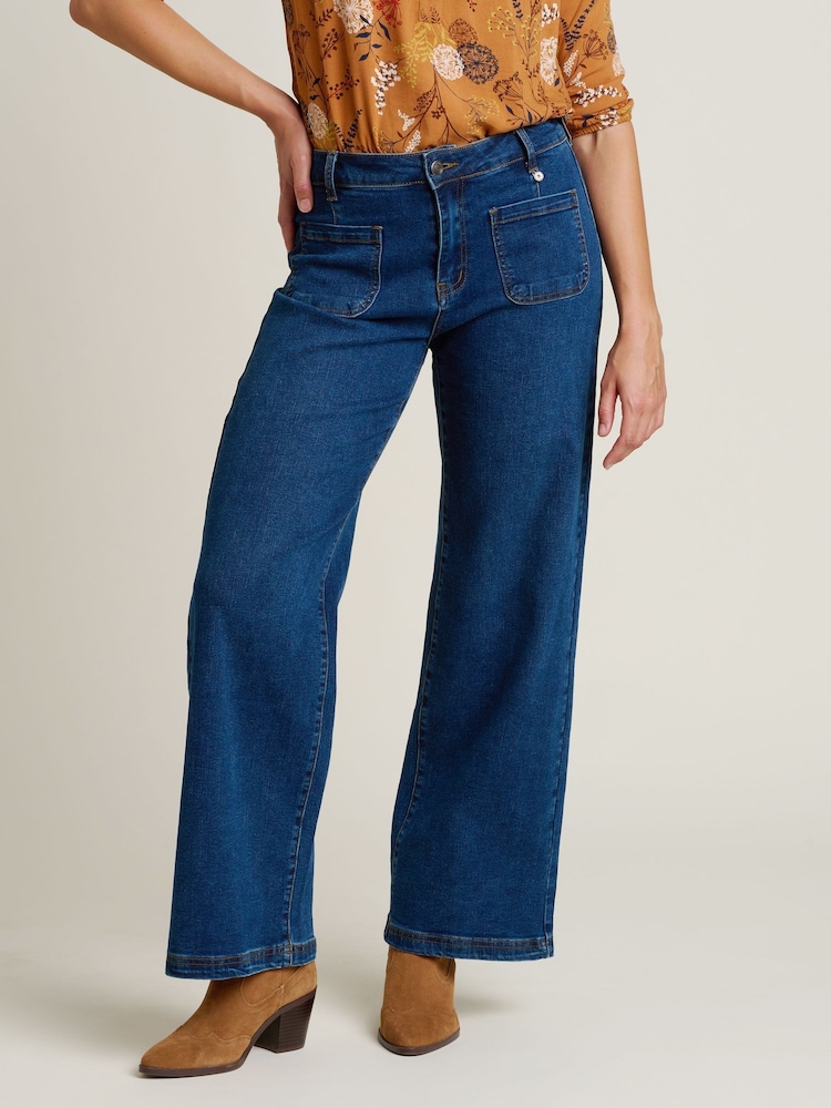 Brakeburn Blue 100% Cotton Wide Straight Leg Jeans - Image 1 of 4