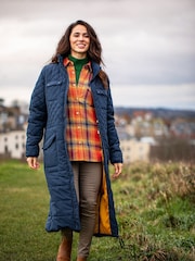 Brakeburn Blue Matravers Quilted Long Line Coat - Image 1 of 5