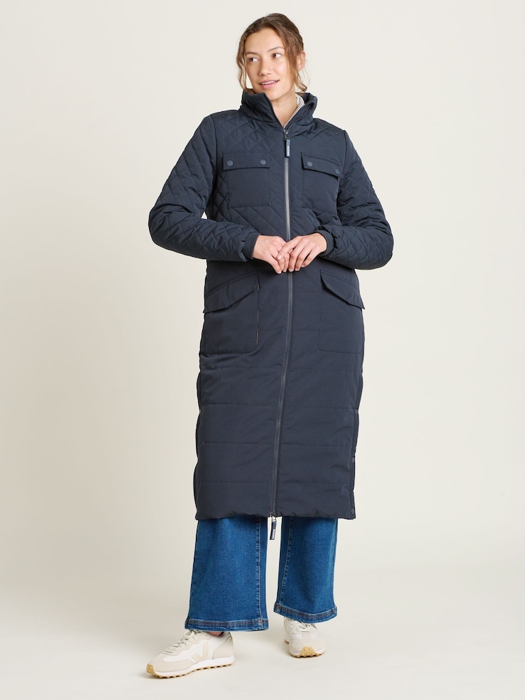 Brakeburn Blue Matravers Quilted Long Line Coat - Image 5 of 5