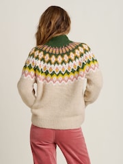 Brakeburn Cream Chunky Knitted Fairisle Pattern Jumper - Image 2 of 5