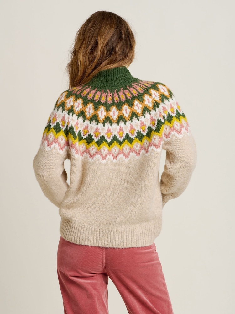 Brakeburn Cream Chunky Knitted Fairisle Pattern Jumper - Image 2 of 5
