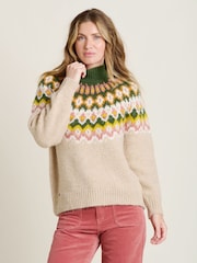Brakeburn Cream Chunky Knitted Fairisle Pattern Jumper - Image 3 of 5
