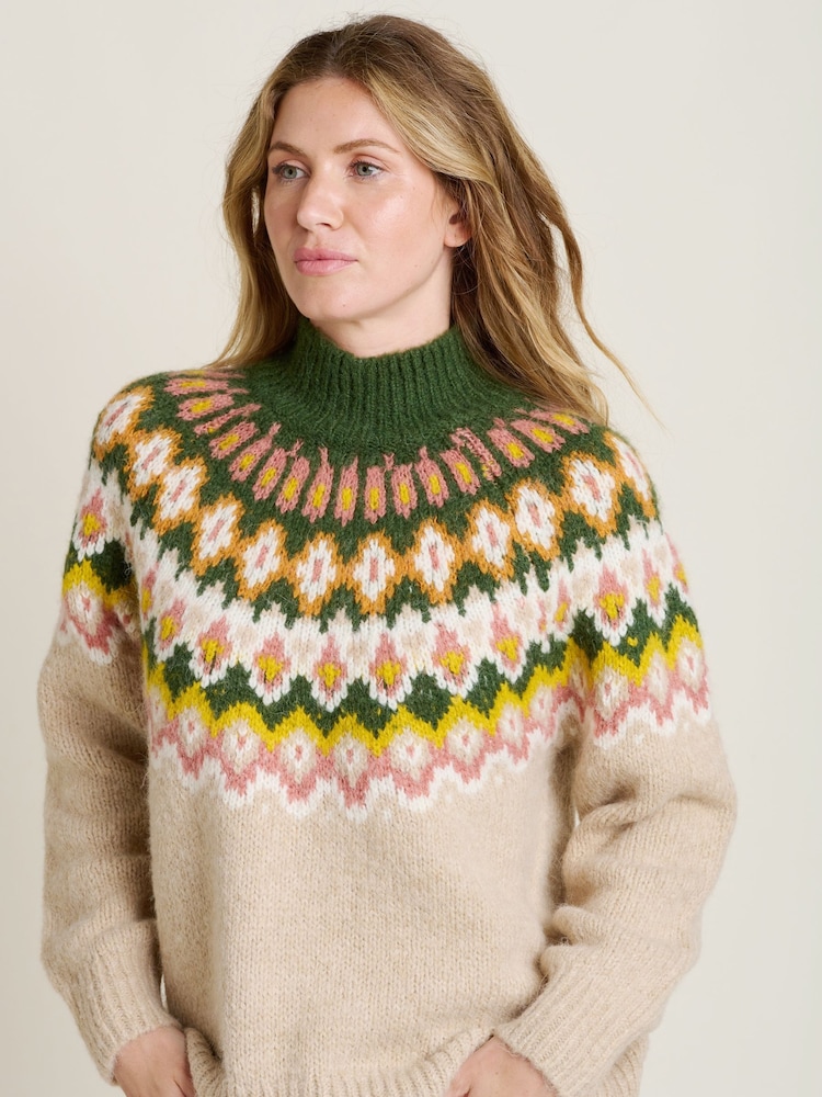 Brakeburn Cream Chunky Knitted Fairisle Pattern Jumper - Image 5 of 5