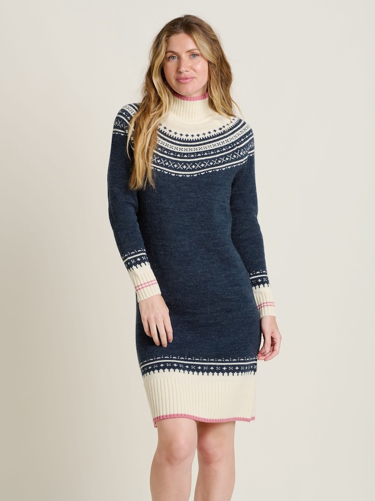 Brakeburn Blue Retro Ski Knitted Dress - Image 1 of 4 Brakeburn Blue Retro Ski Knitted Dress - Image 1 of 4