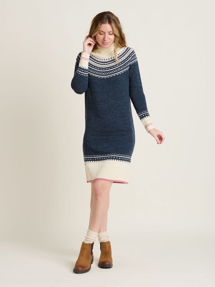 Brakeburn Blue Retro Ski Knitted Dress - Image 4 of 4