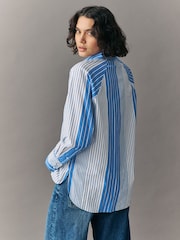 Blue Stripe Girlfriend Oversized Long Sleeve Shirt - Image 3 of 8