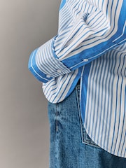 Blue Stripe Girlfriend Oversized Long Sleeve Shirt - Image 4 of 8