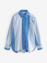 Blue Stripe Girlfriend Oversized Long Sleeve Shirt - Image 6 of 8