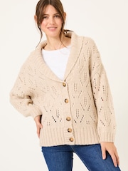 FatFace Natural Sylvie Knitted Cardigan - Image 1 of 5