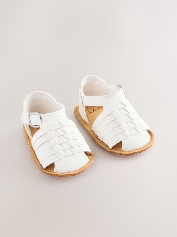 White Baby Woven Sandals (0-24mths) - Image 1 of 6