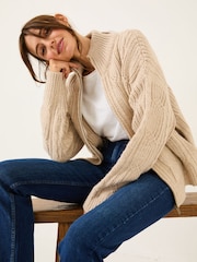 FatFace Cable Knitted Zip Through Cardigan - Image 3 of 5