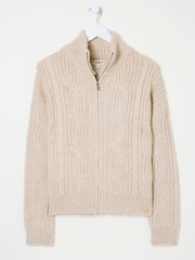 FatFace Cable Knitted Zip Through Cardigan - Image 5 of 5