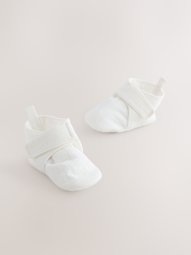 Білий - Muslin на липучці немовля чобітки взуття (0-2міс.) - Image 1 of 4