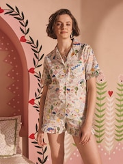 Cath Kidston Pale Blue 100% Cotton Short Pyjamas Set - Image 1 of 9
