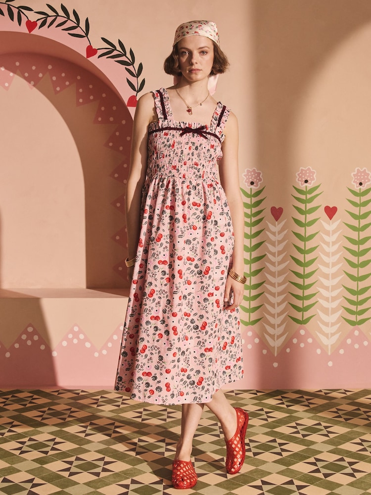 Cath Kidston Pink Cherry 100% Cotton Slip Dress - Image 1 of 8 Cath Kidston Pink Cherry 100% Cotton Slip Dress - Image 1 of 8