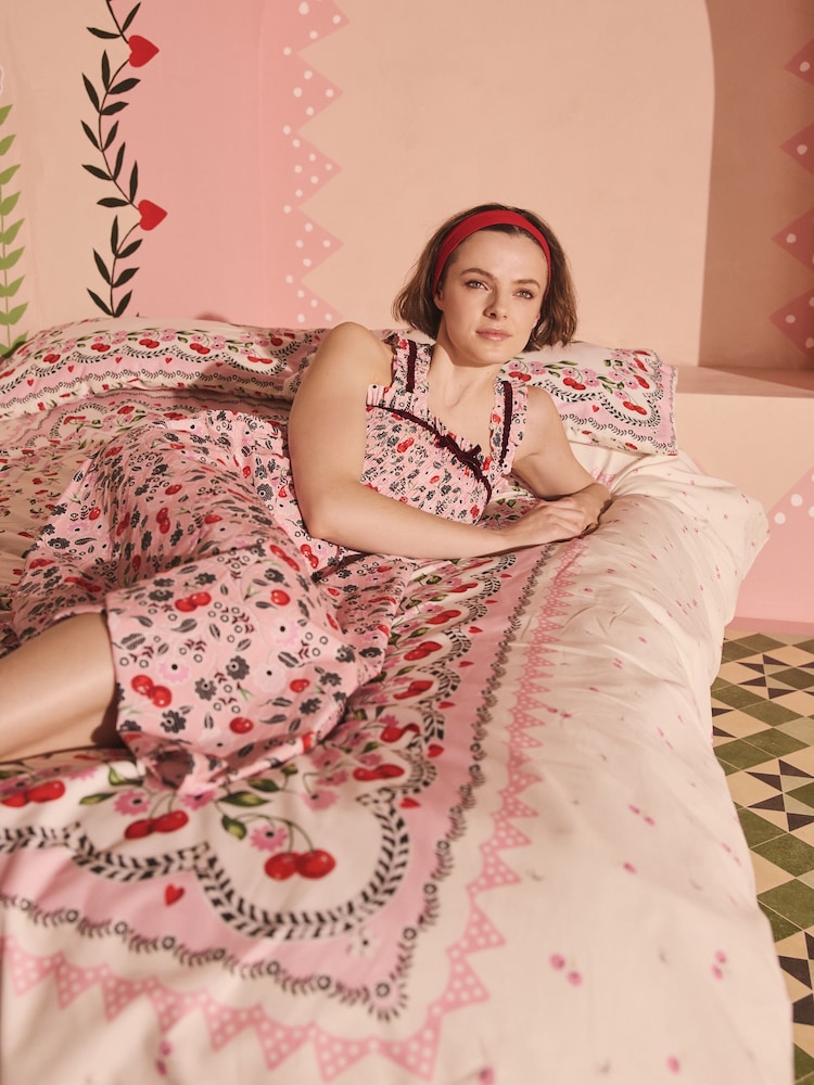 Cath Kidston Pink Cherry 100% Cotton Slip Dress - Image 2 of 8 Cath Kidston Pink Cherry 100% Cotton Slip Dress - Image 2 of 8
