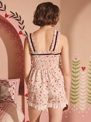 Cath Kidston Ecru Cherry Jersey Short Pyjamas Set - Image 4 of 6